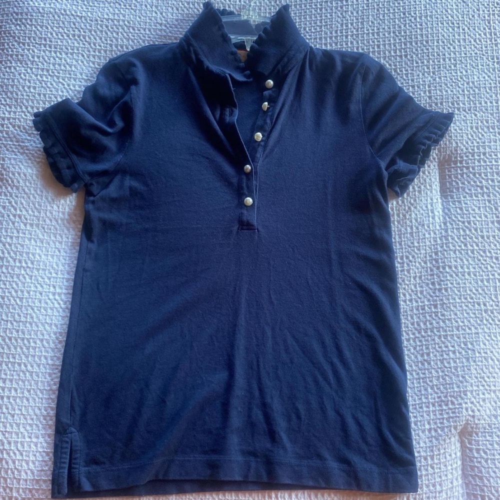 Tory Burch Dark Blue Blouse with Button Detail